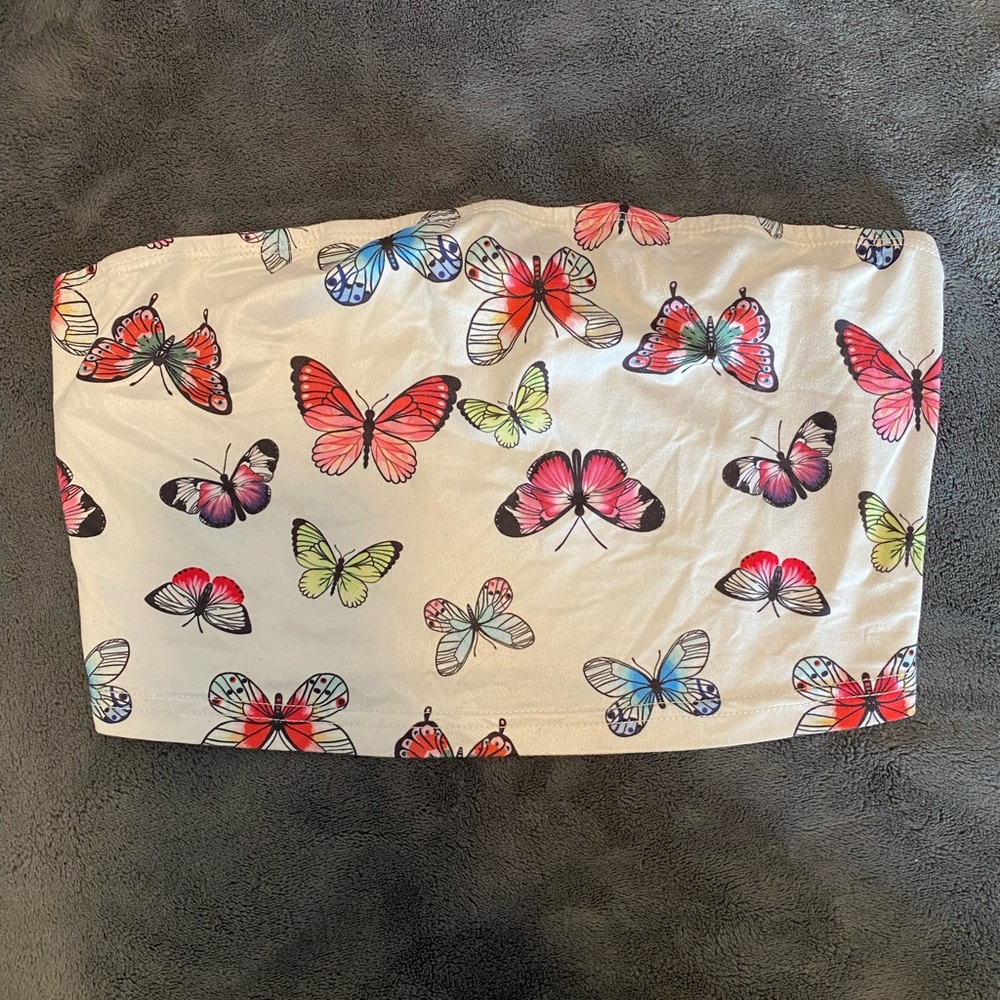 SHEIN Multicolor Butterfly Print Tube Top